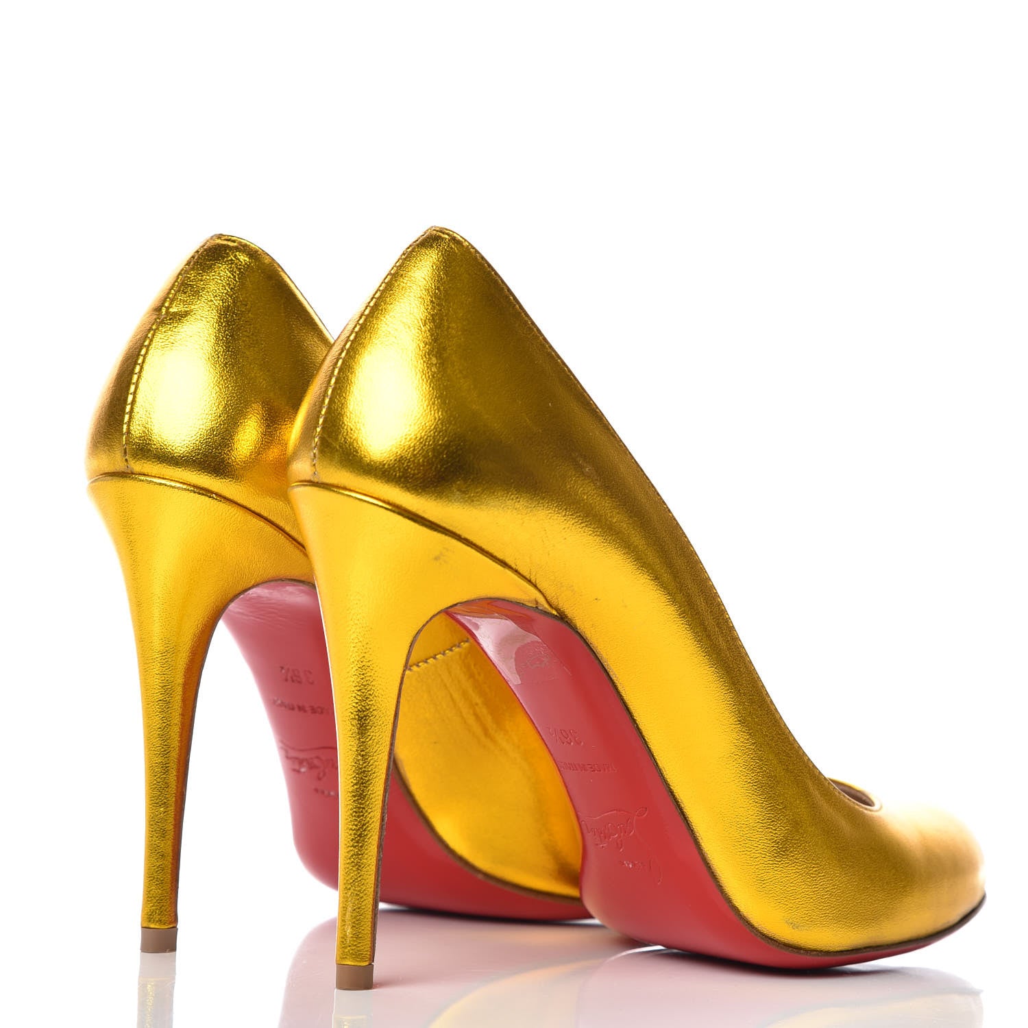 Christian Louboutin Metallic Crinkled Calfskin 100 Pumps 36.5 Gold 4 of 8