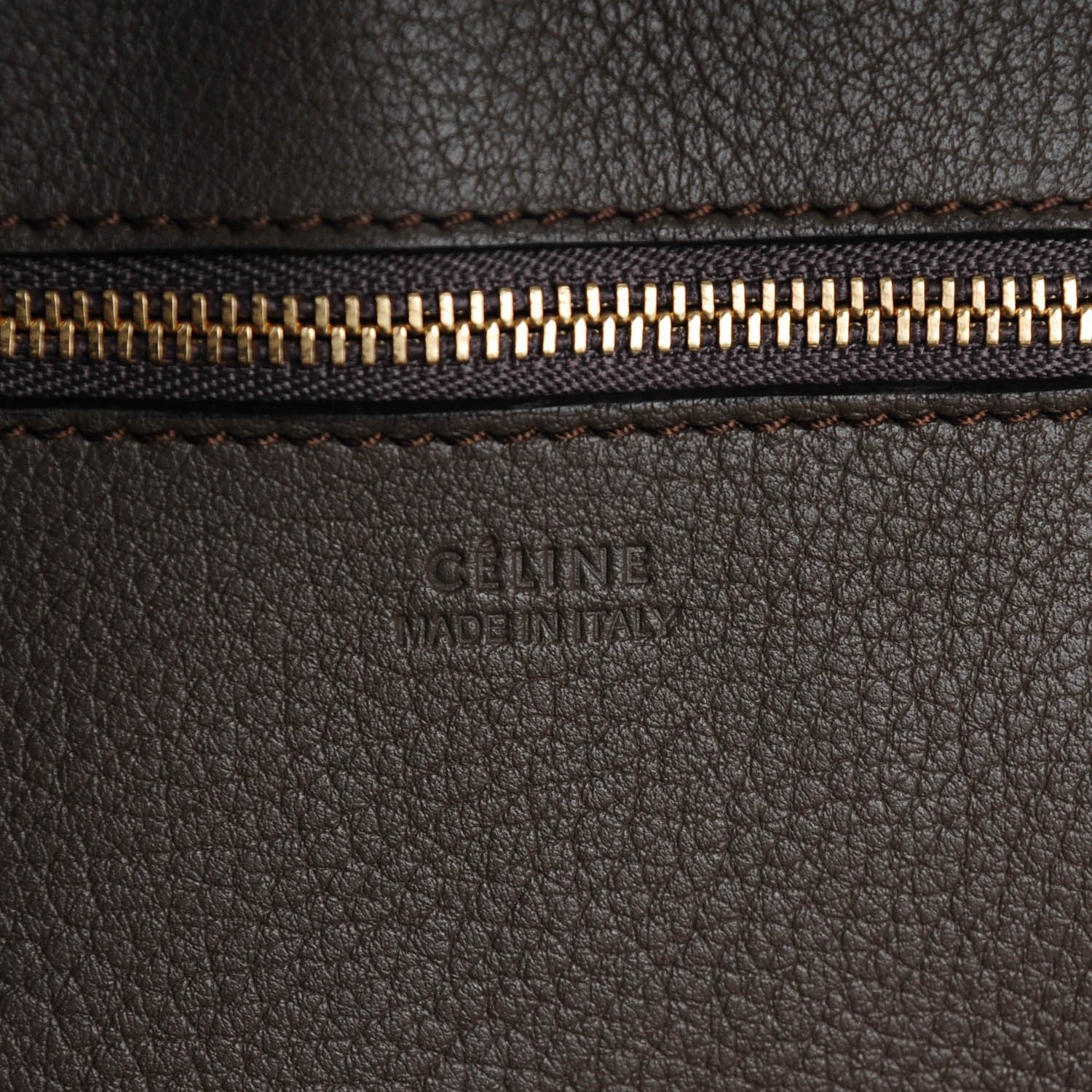 Celine Crisped Calfskin Small Tie Knot Tote Dark Khaki 7 of 8