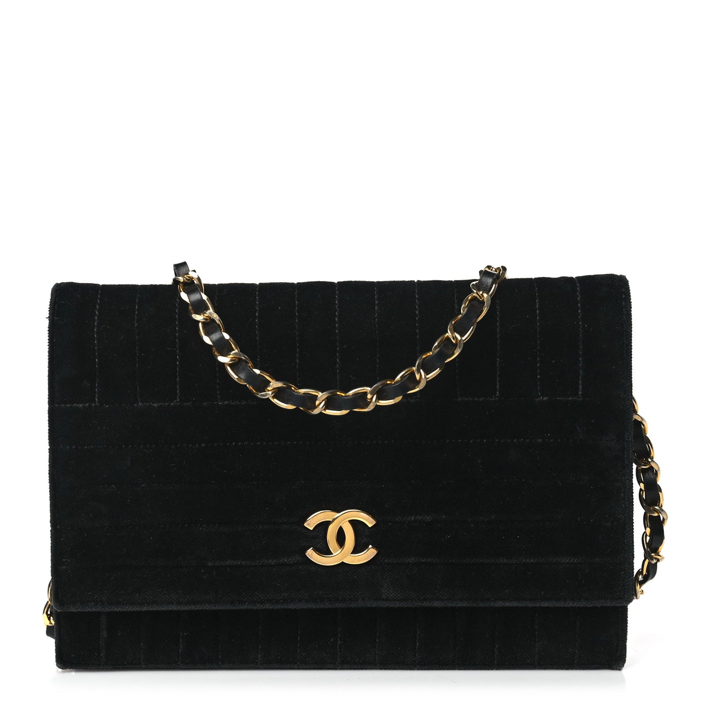Velvet Vertical Horizontal Quilt Single Flap Black