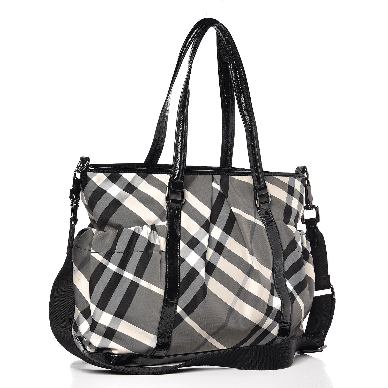 Burberry Nylon Beat Check Diaper Bag Black 3 of 10
