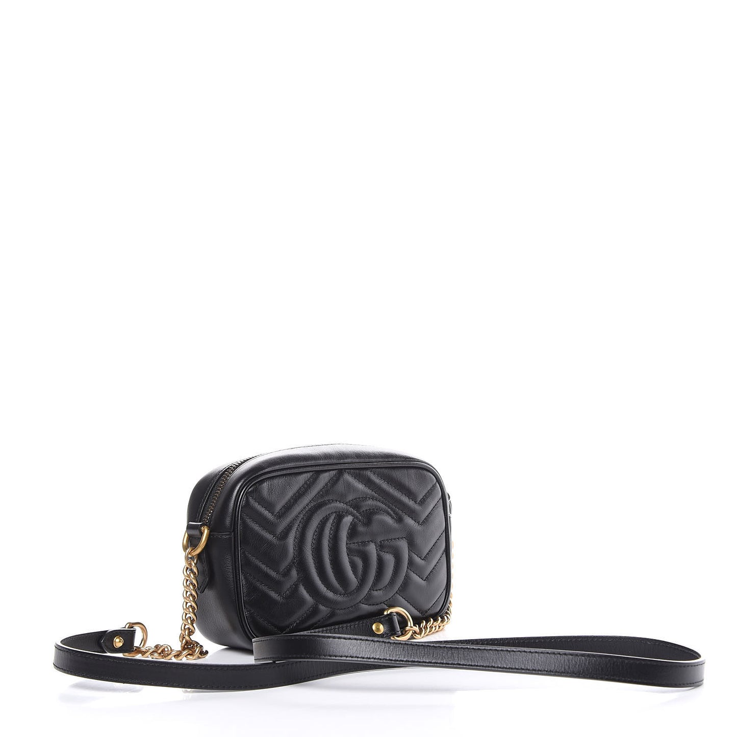 Calfskin Matelasse Mini GG Marmont Chain Shoulder Bag Black