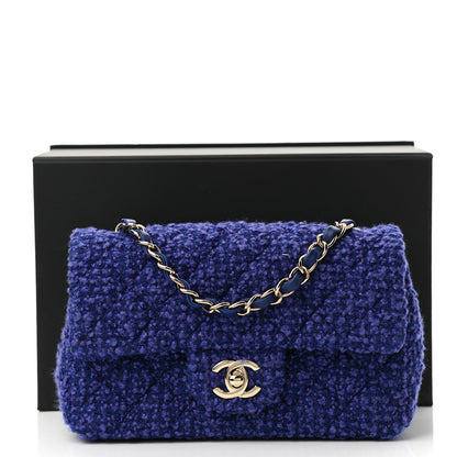 Chanel Tweed Quilted Mini Rectangular Flap Blue 10 of 10