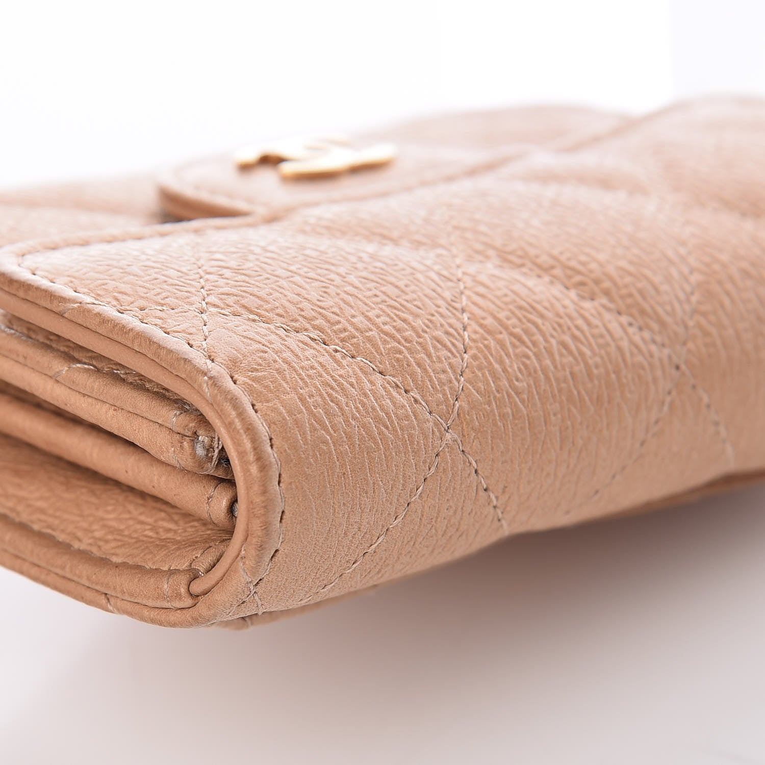 Chanel Letter Calfskin Embossed Quilted Card Holder Beige 13 of 16