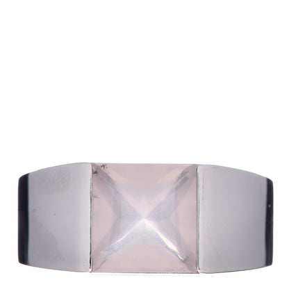 Cartier 18K White Gold Rose Quartz Tank Ring 50 5.25 1 of 6