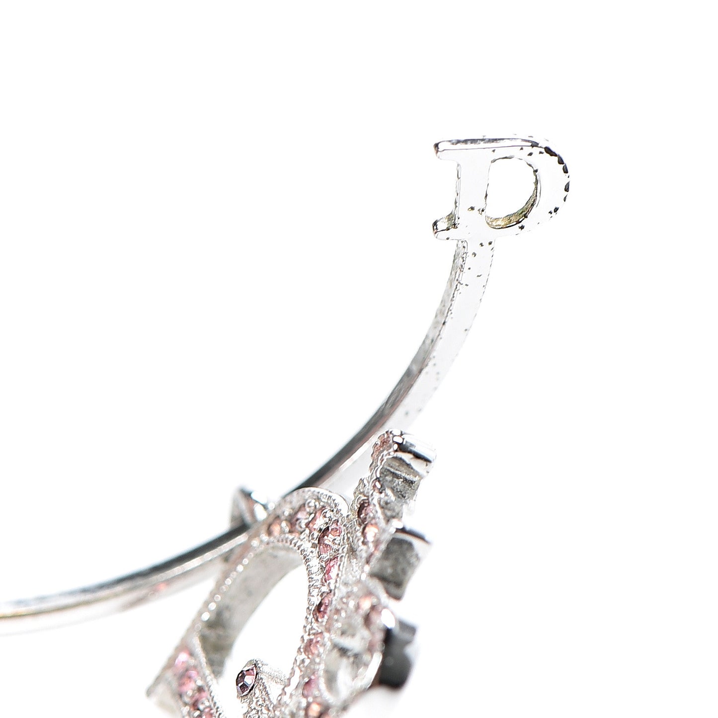 Crystal Logo Hoop Earrings Silver