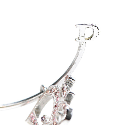 Christian Dior Crystal Logo Hoop Earrings Silver 5 of 6