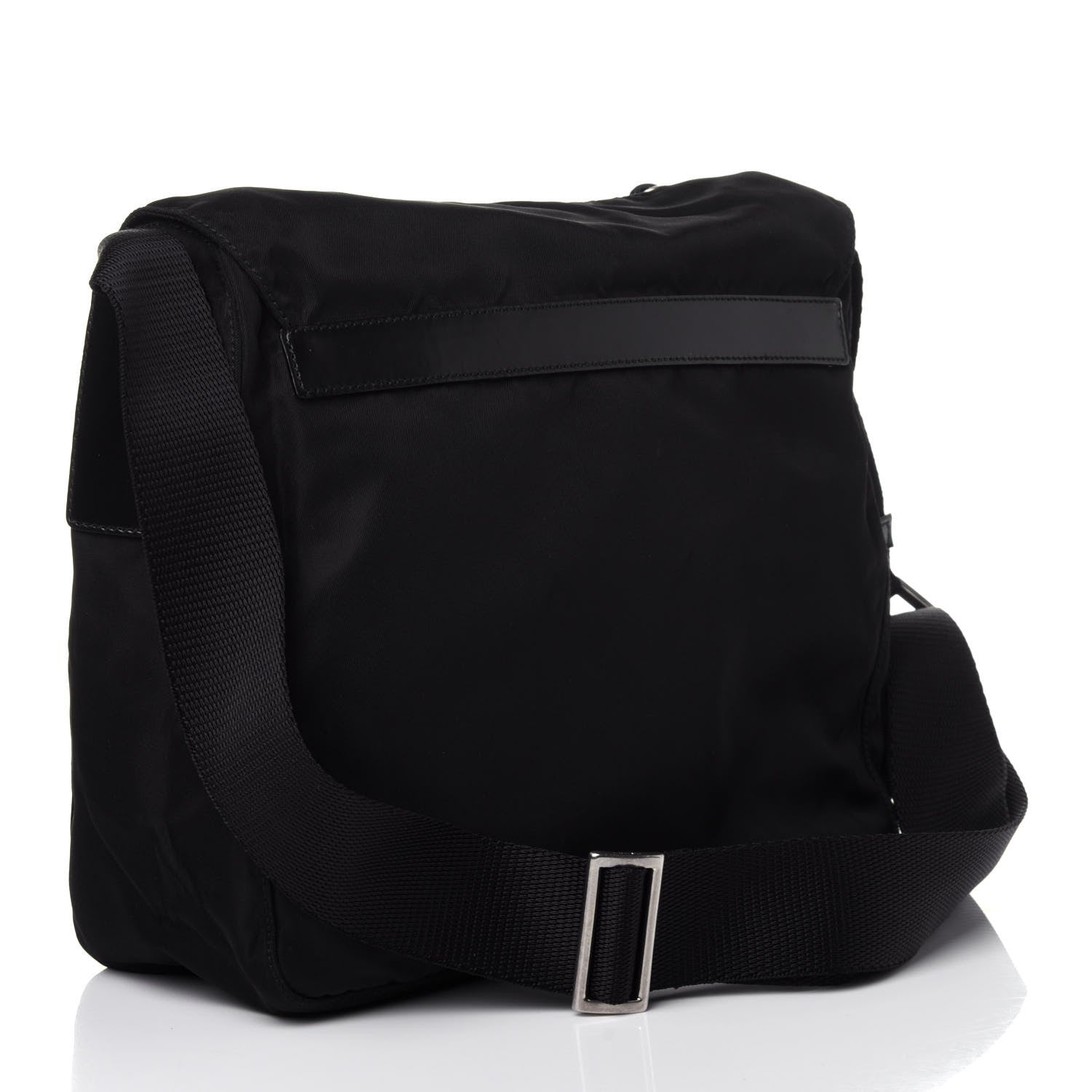 Prada Tessuto Nylon Single Buckle Messenger Bag Black 2 of 9