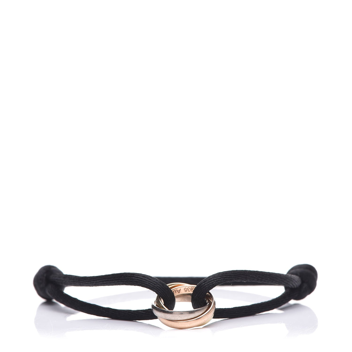 Cartier 18K Pink Yellow White Gold Trinity Adjustable Cord Bracelet Black 1 of 8