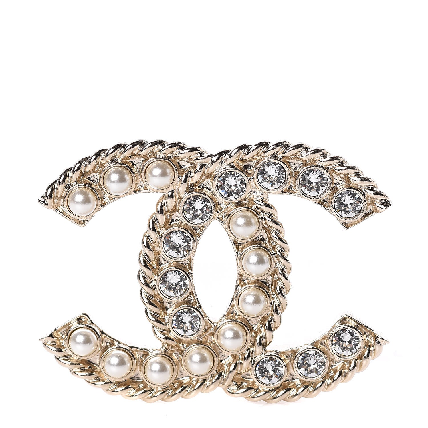 Chanel Pearl Crystal April In Paris CC Brooch Gold 1 of 5