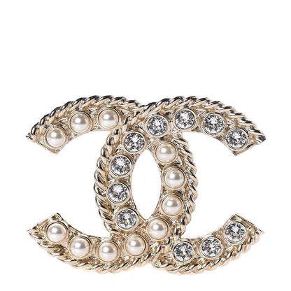 Chanel Pearl Crystal April In Paris CC Brooch Gold 1 of 5