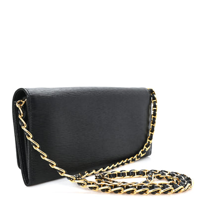 Prada Vitello Move Metal Oro Chain Wallet Black 3 of 9