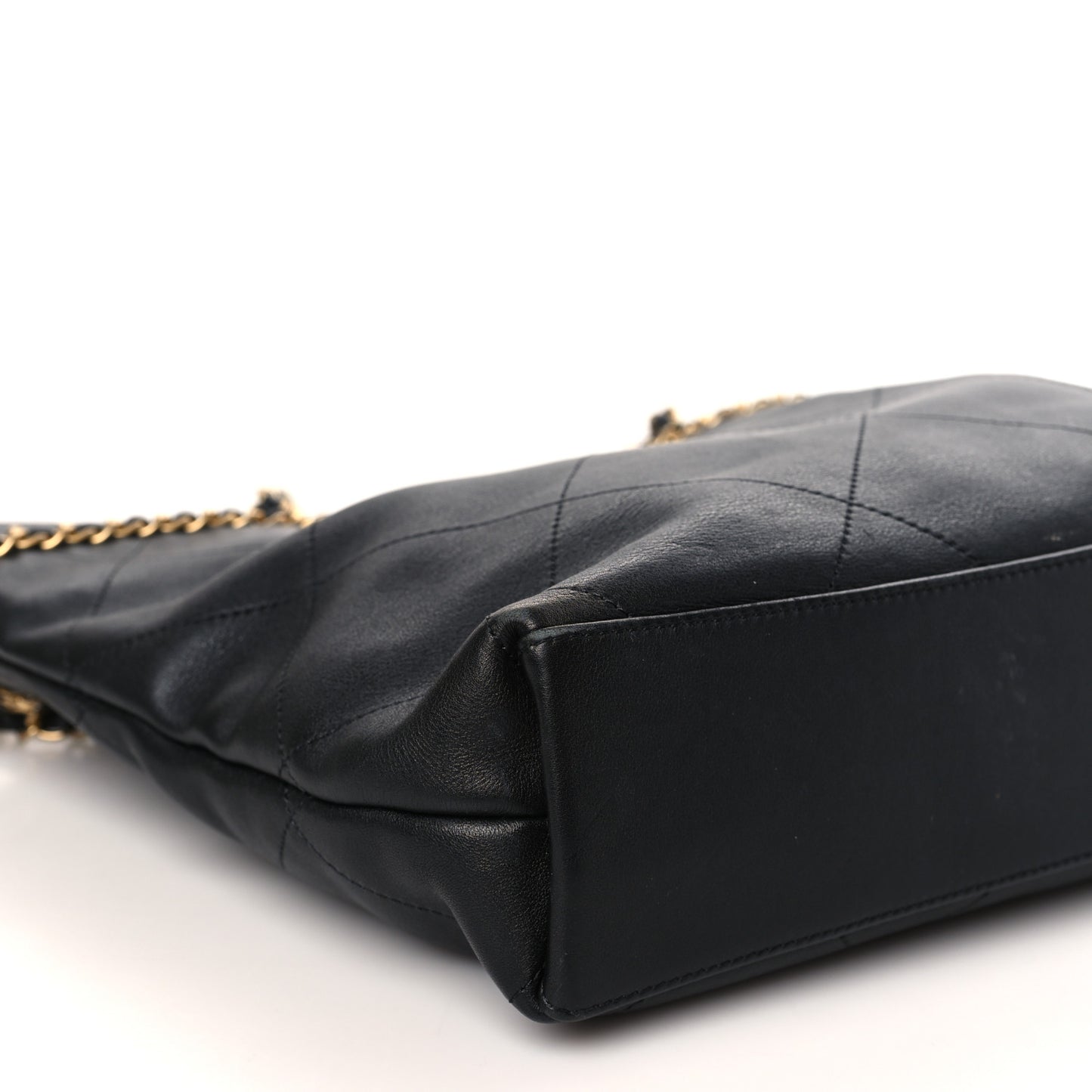 Calfskin Stitched Small Shopping Tote Black