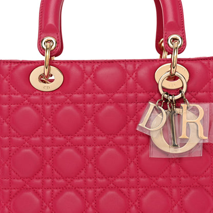 Christian Dior CHRISTIAN DIOR Lambskin Cannage Medium Lady Dior Fuchsia 8 of 10