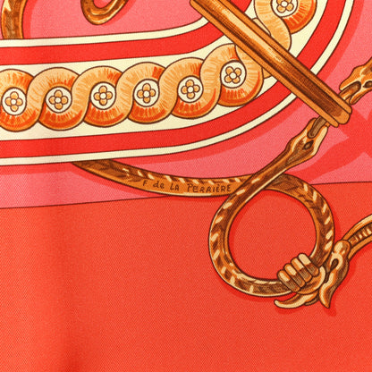 Hermes Silk Bride De Cour Remix Scarf 90 Orange Vanille Rouge 5 of 5