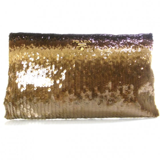 Prada Sequin Ombre Clutch Bronze 1 of 7
