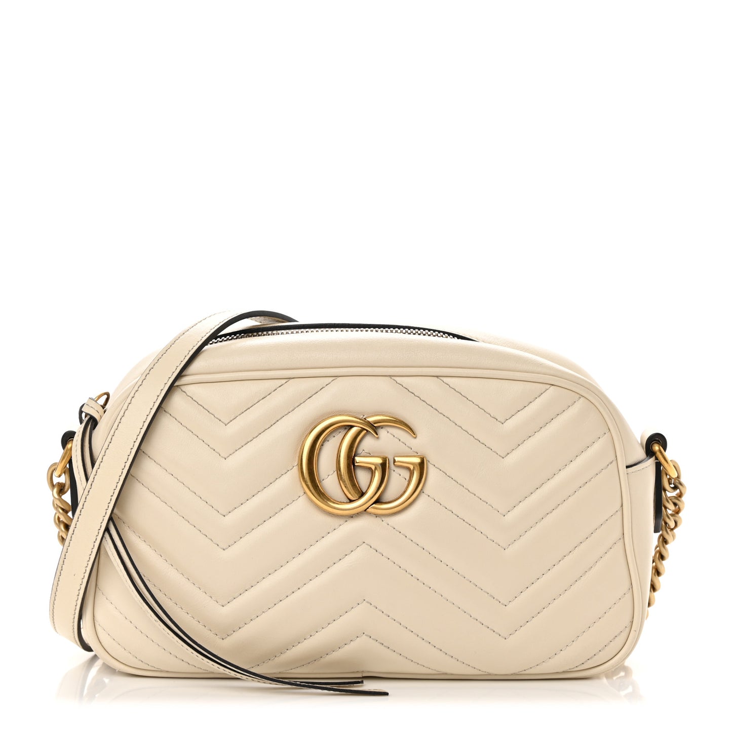 Calfskin Matelasse Small GG Marmont Chain Shoulder Bag White