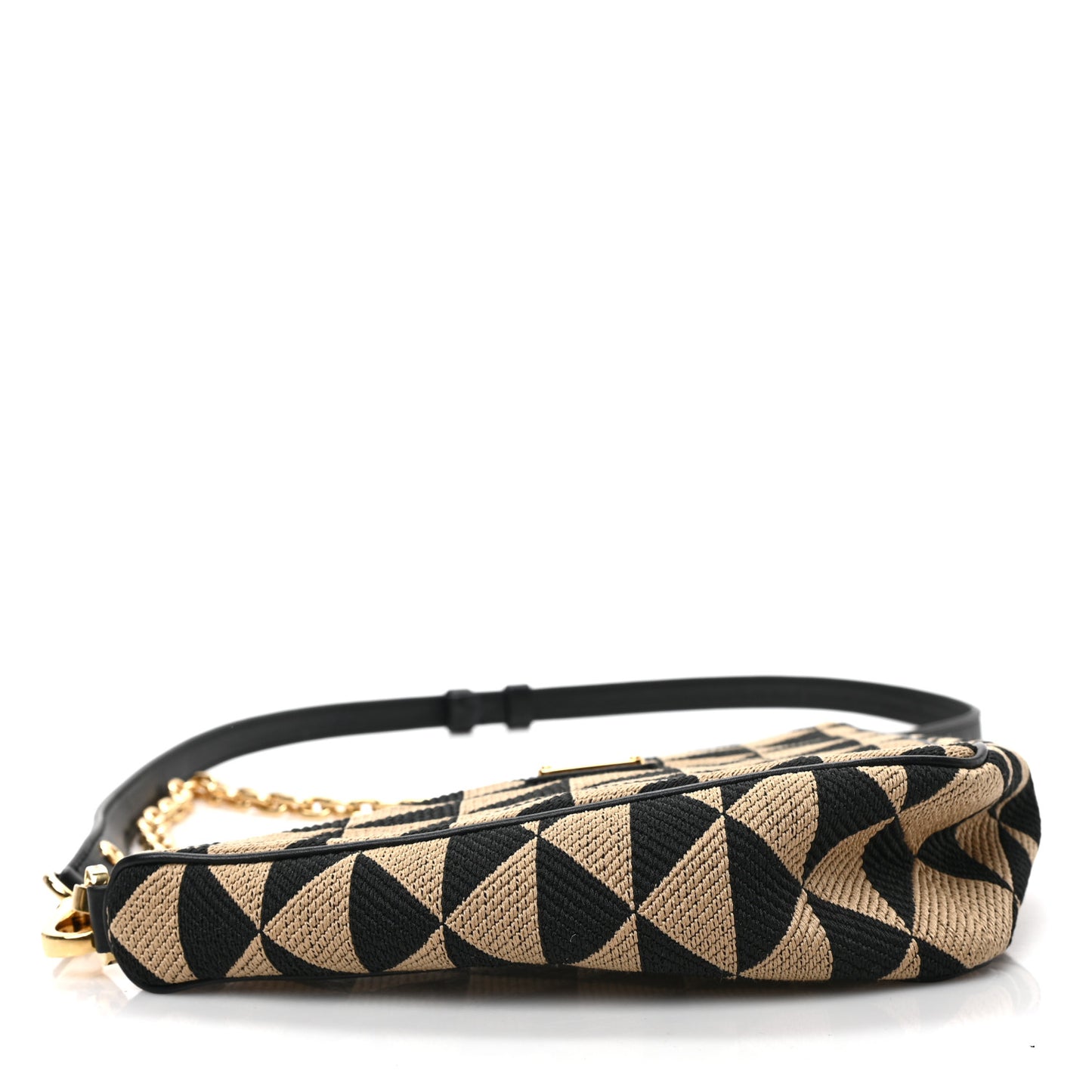 Jacquard Triangolo Symbole Embroidered Mini Triangle Bag Black Corda