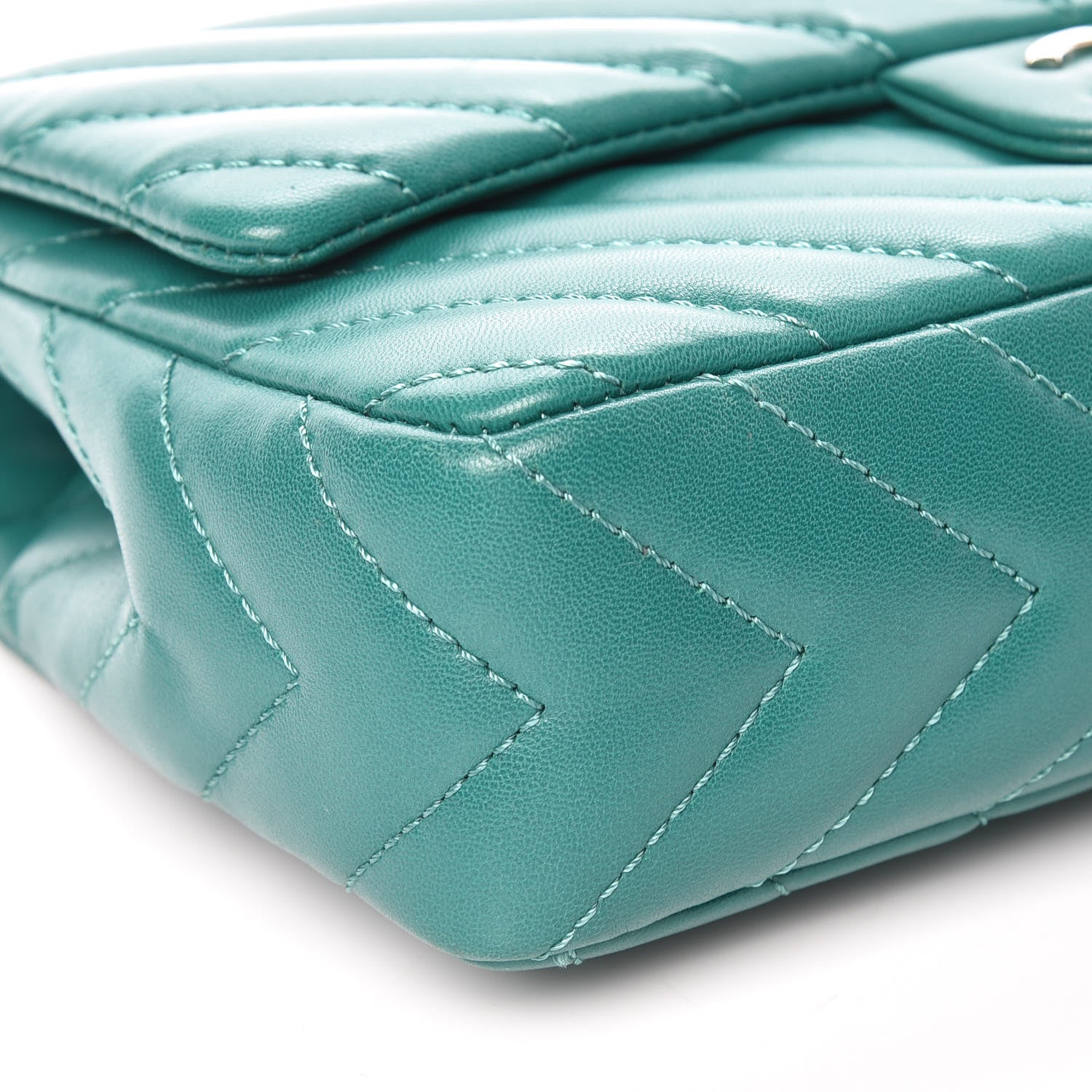 Chanel Lambskin Chevron Quilted Medium Single Flap Green 5 of 10