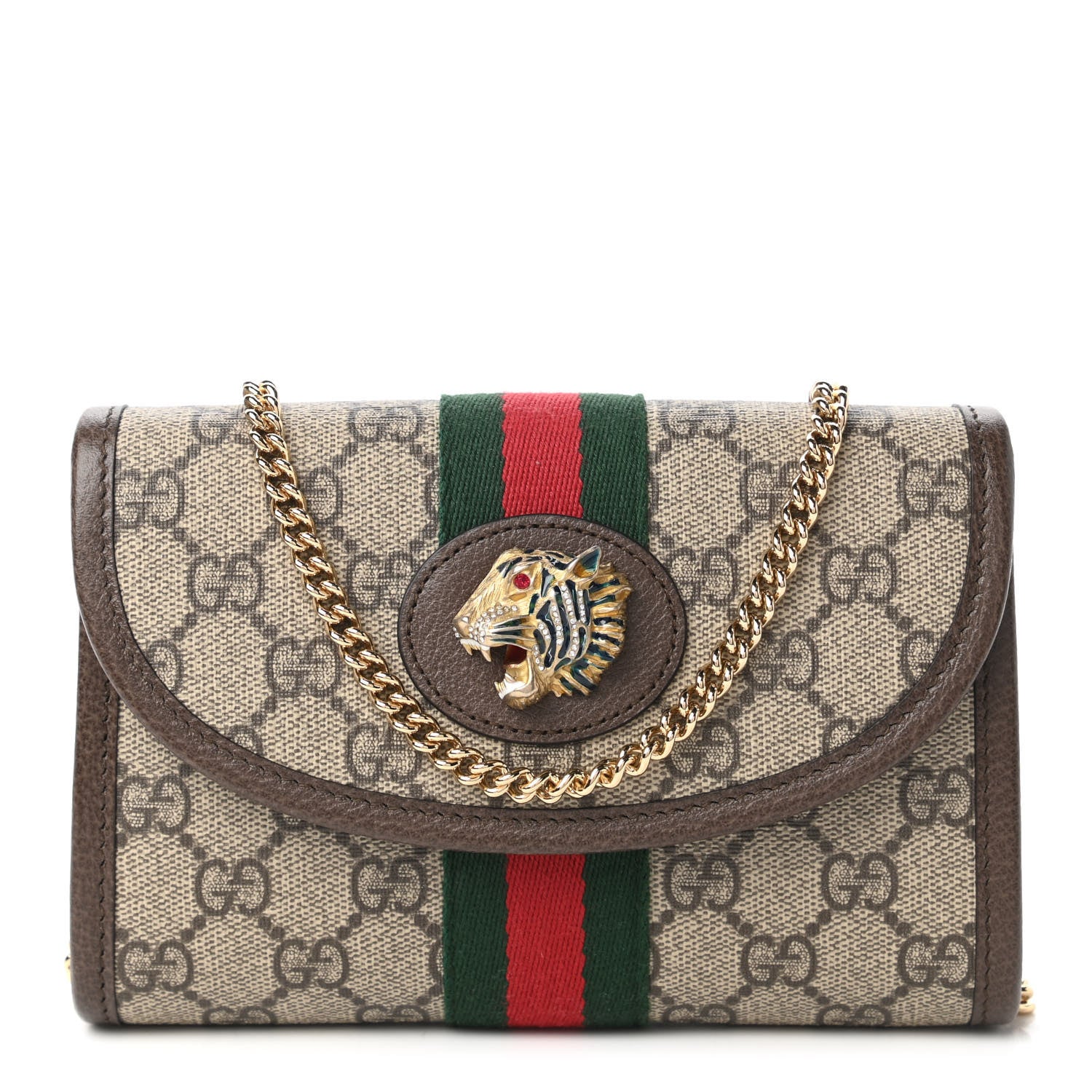 Gucci GG Supreme Monogram Web Mini Rajah Slim Flap Shoulder Bag Beige New Acero 1 of 10