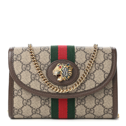 Gucci GG Supreme Monogram Web Mini Rajah Slim Flap Shoulder Bag Beige New Acero 1 of 10