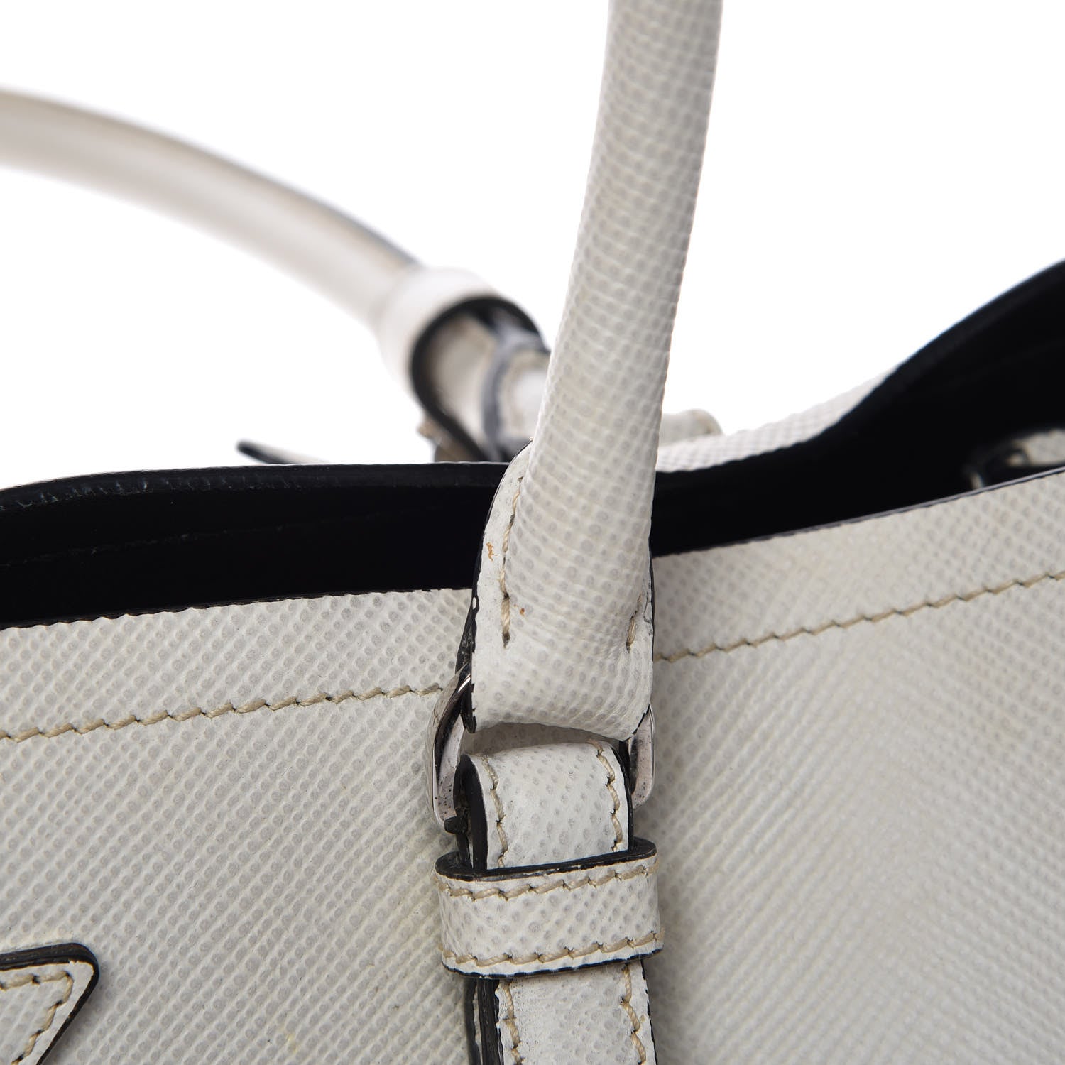 Prada Saffiano Cuir Medium Double Handle Tote Talco Black 13 of 13