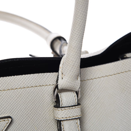 Prada Saffiano Cuir Medium Double Handle Tote Talco Black 13 of 13