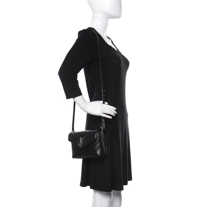 Saint Laurent Calfskin Y Quilted Monogram Toy Loulou Crossbody Bag Black 2 of 14
