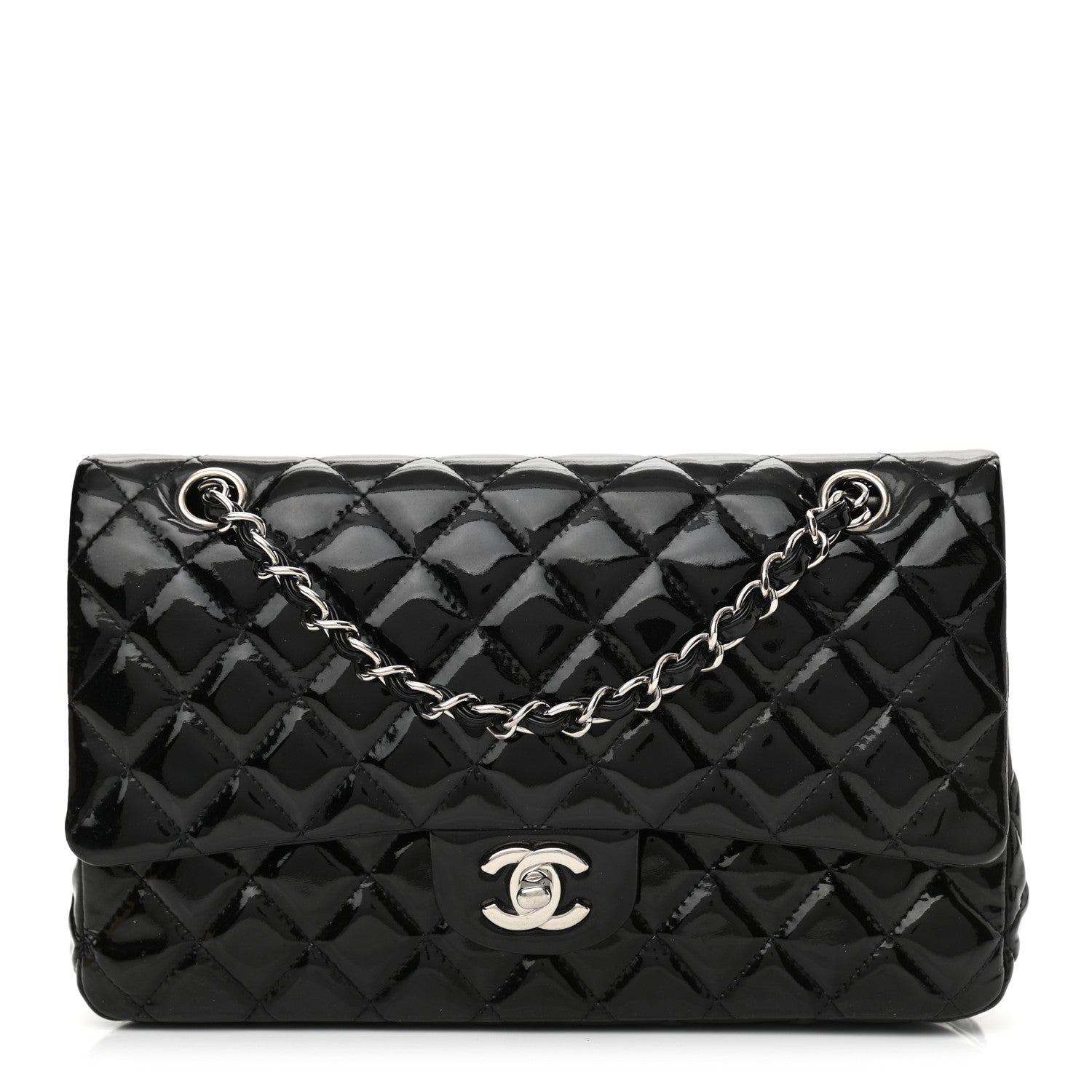 Chanel Patent Quilted Medium Double Flap Black 1 of 12