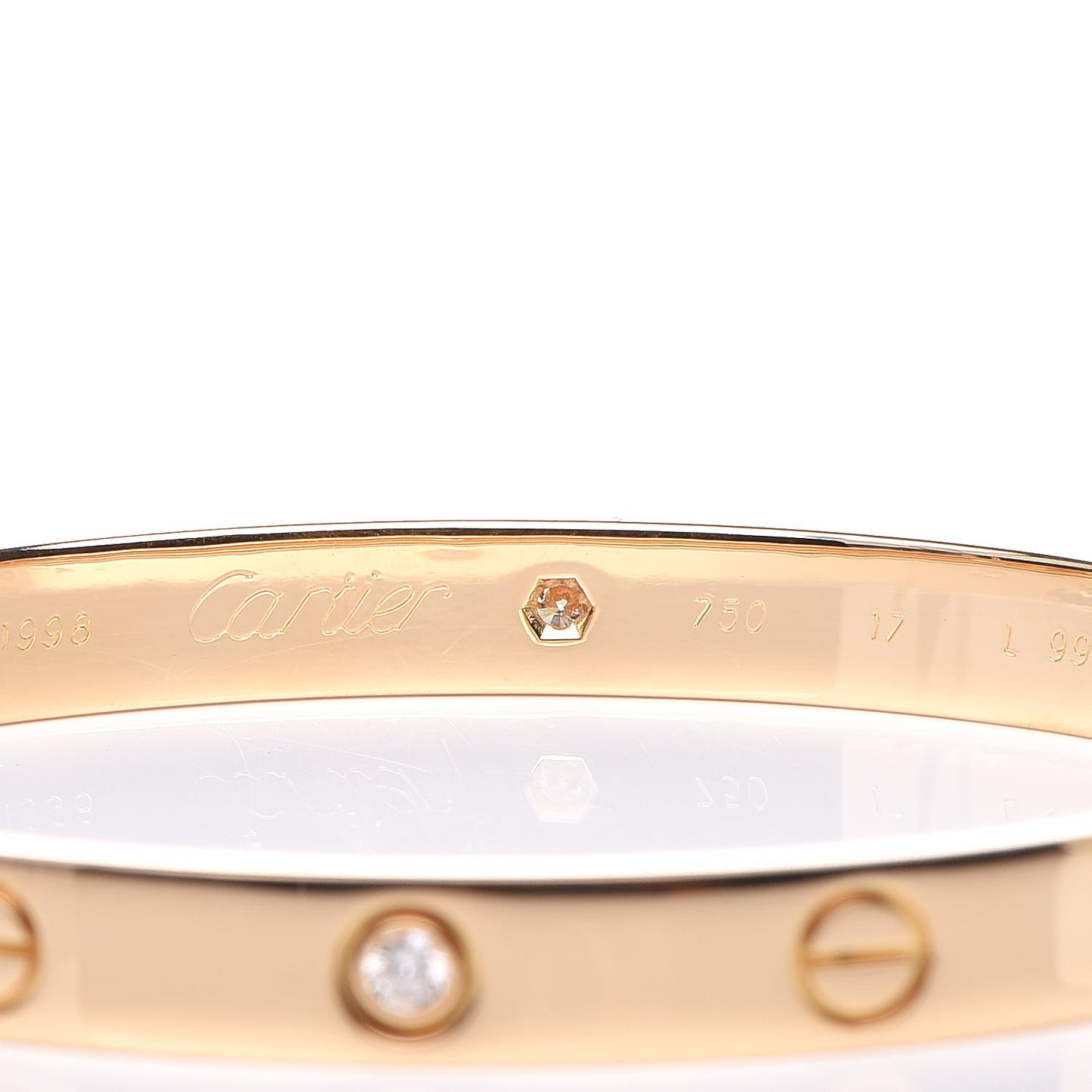 18K Yellow Gold 6 Diamond LOVE Bracelet 17