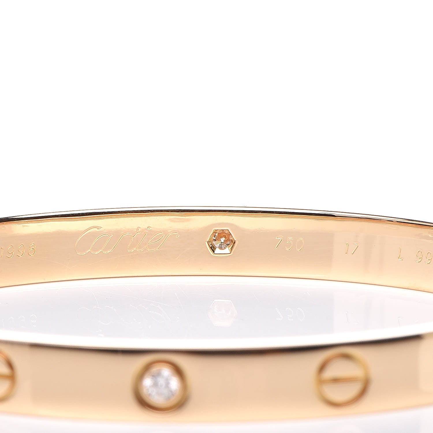 Cartier 18K Yellow Gold 6 Diamond LOVE Bracelet 17 4 of 4