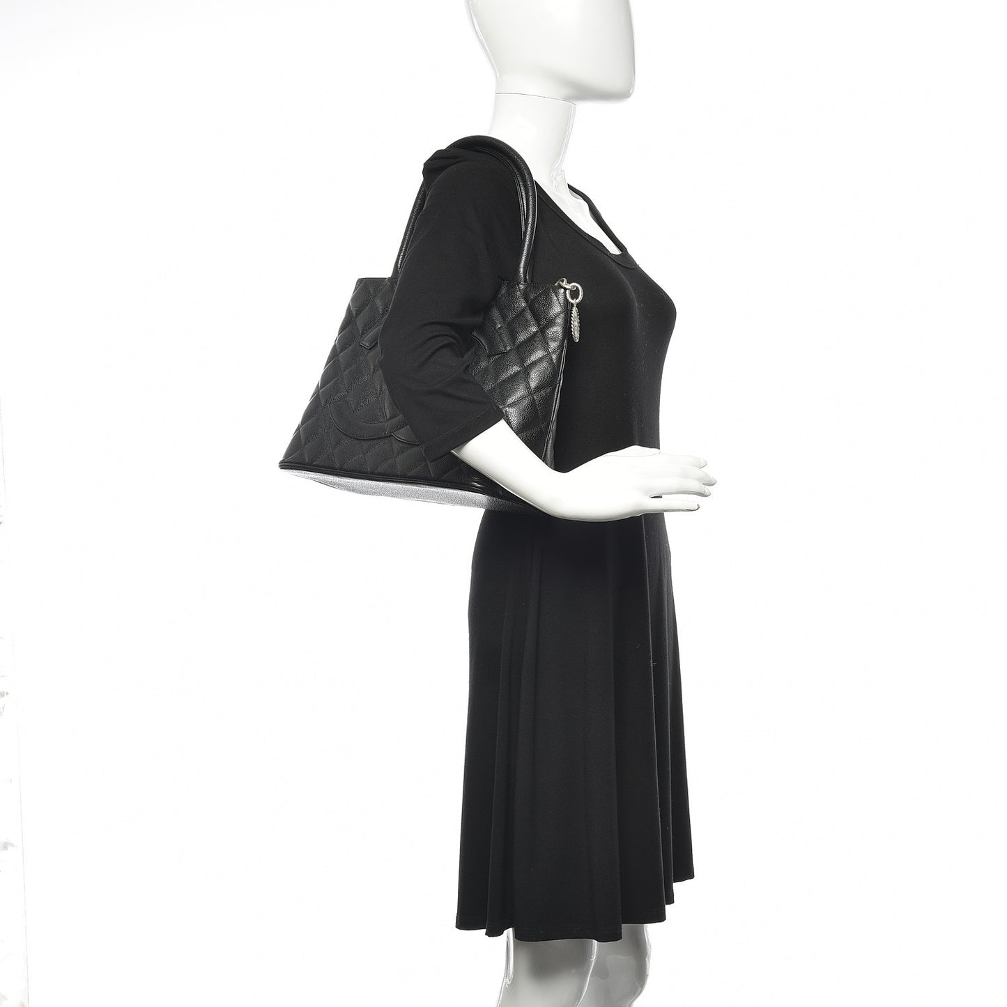 Caviar Quilted Medallion Tote Black