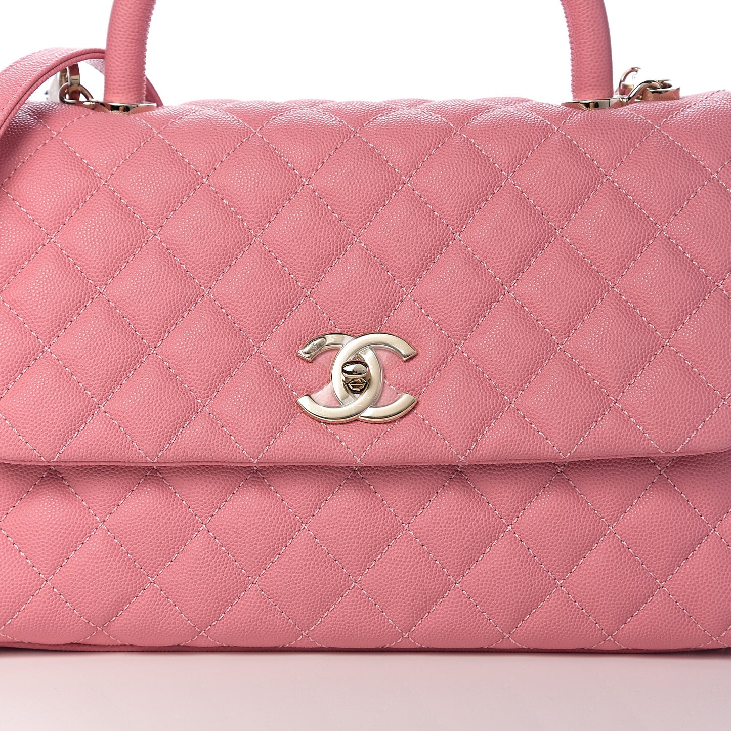 Caviar Quilted Small Coco Handle Flap Light Pink