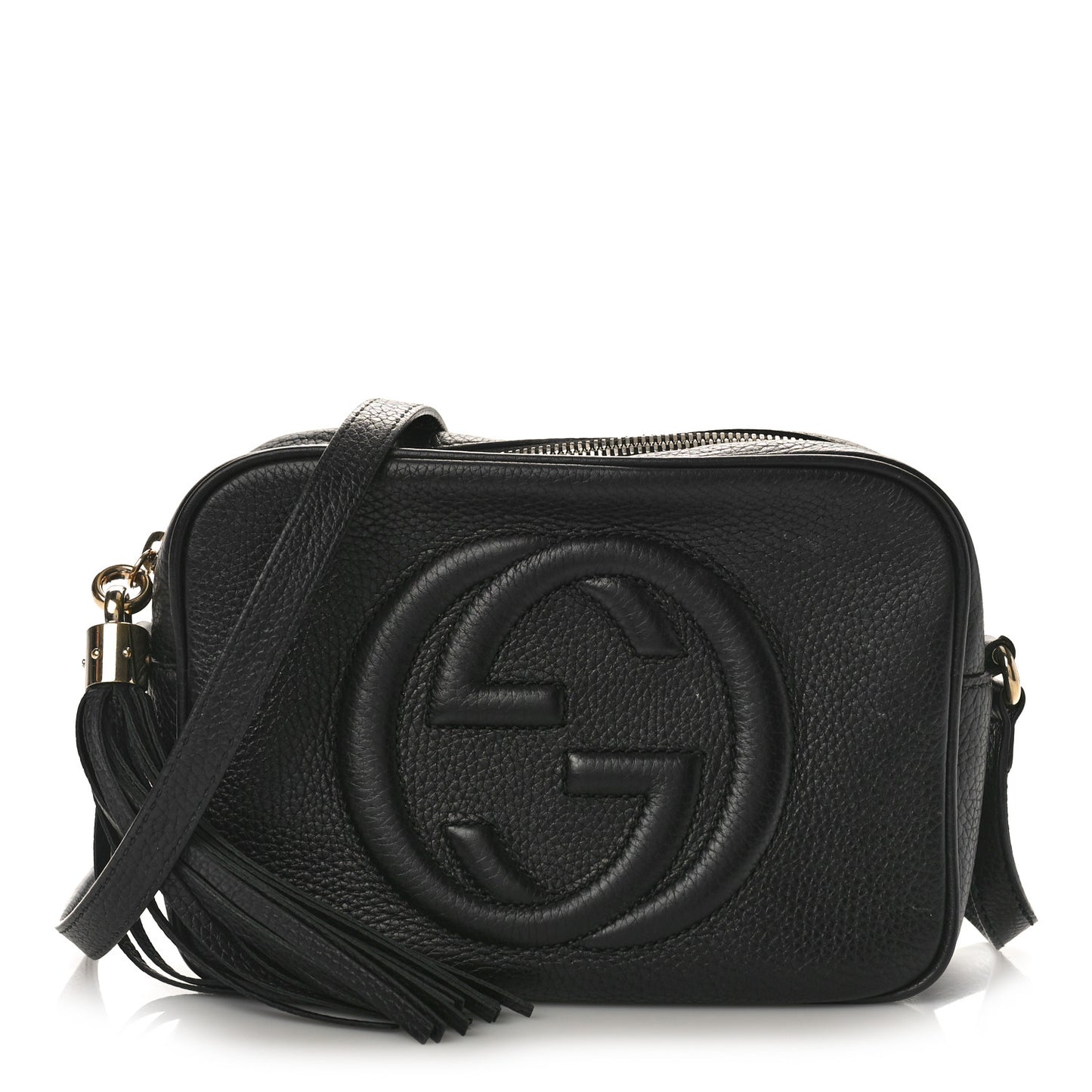 Pebbled Calfskin Small Soho Disco Bag Black