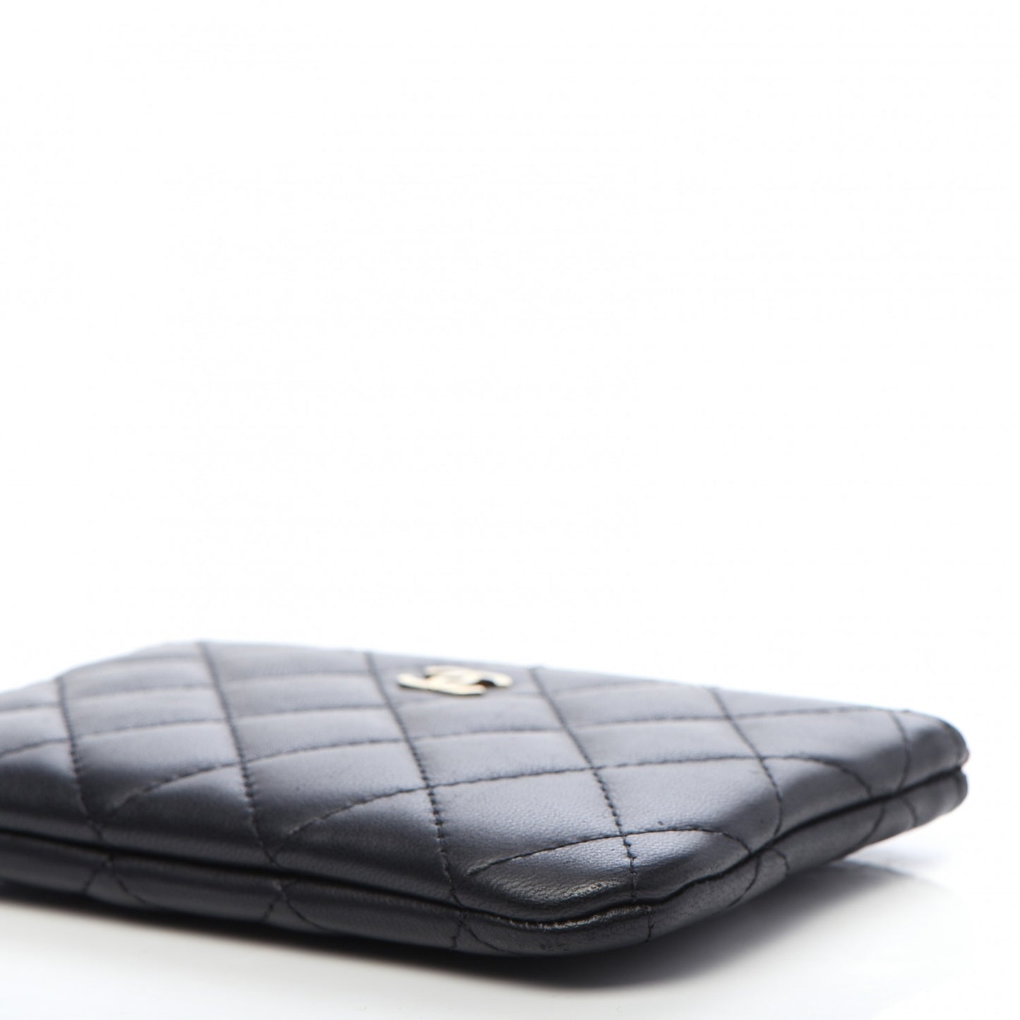 Lambskin Quilted Small Cosmetic Case Black