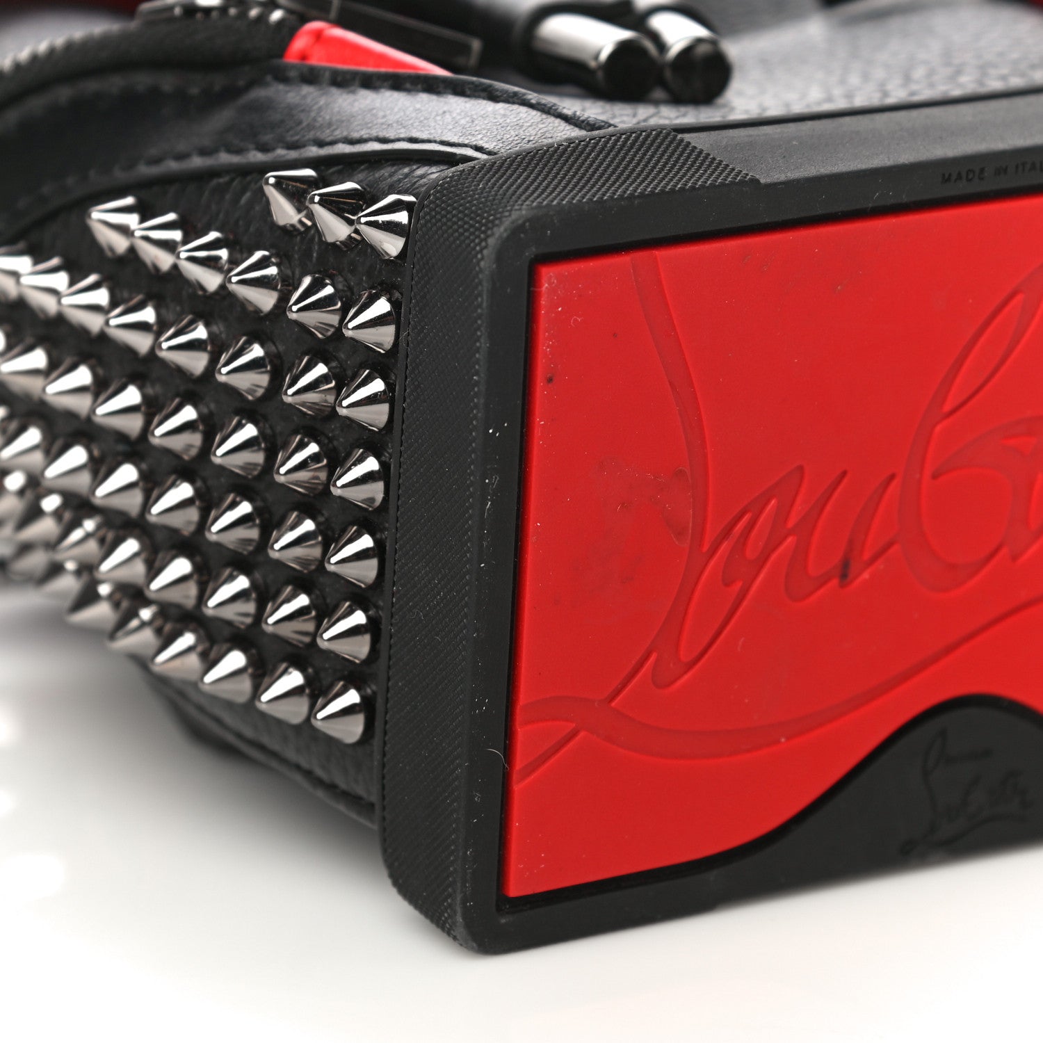 Christian Louboutin Calfskin Spiked Mini Explorafunk Keyring Bag Black 12 of 14