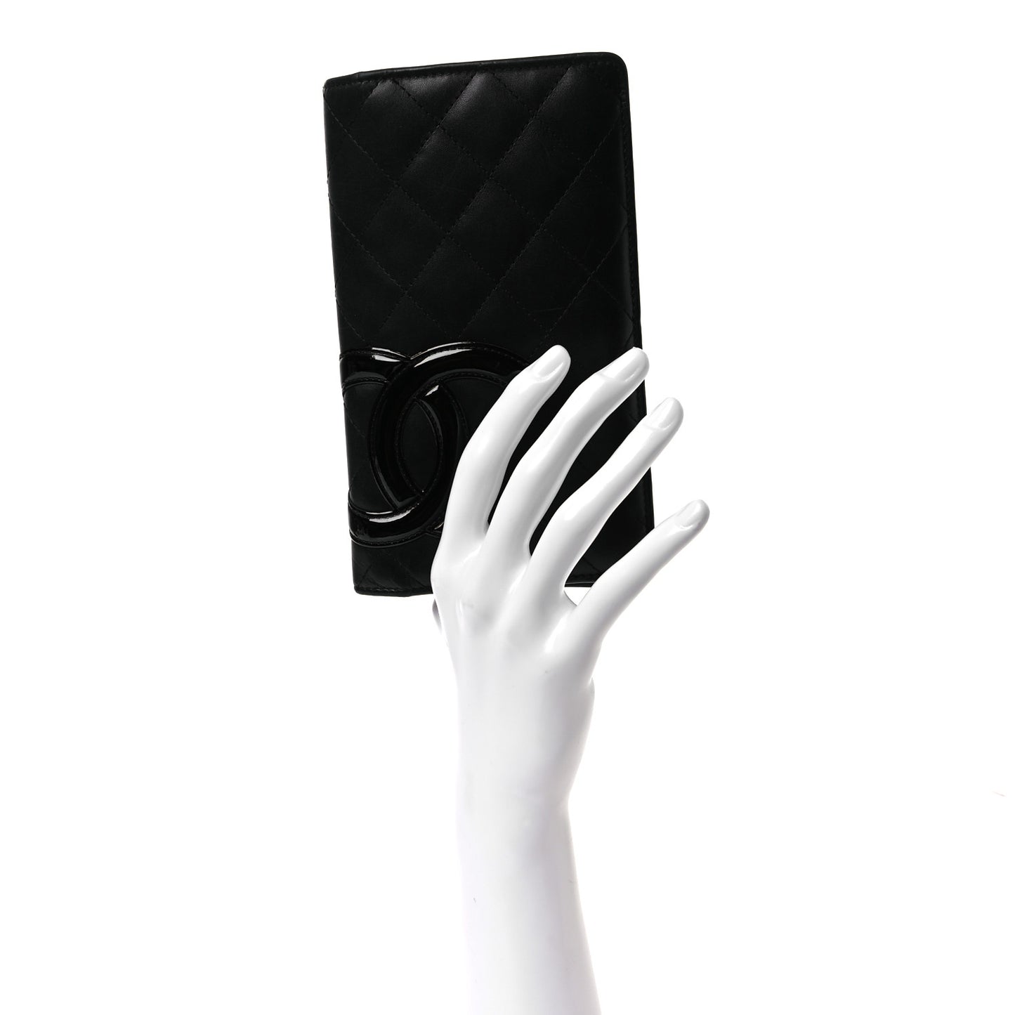 Calfskin Quilted Cambon Yen Wallet Black