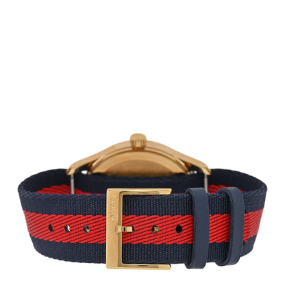 Gucci Stainless Steel Nylon 38mm Le Marche Des Merveilles Bee Quartz Watch Navy 3 of 4