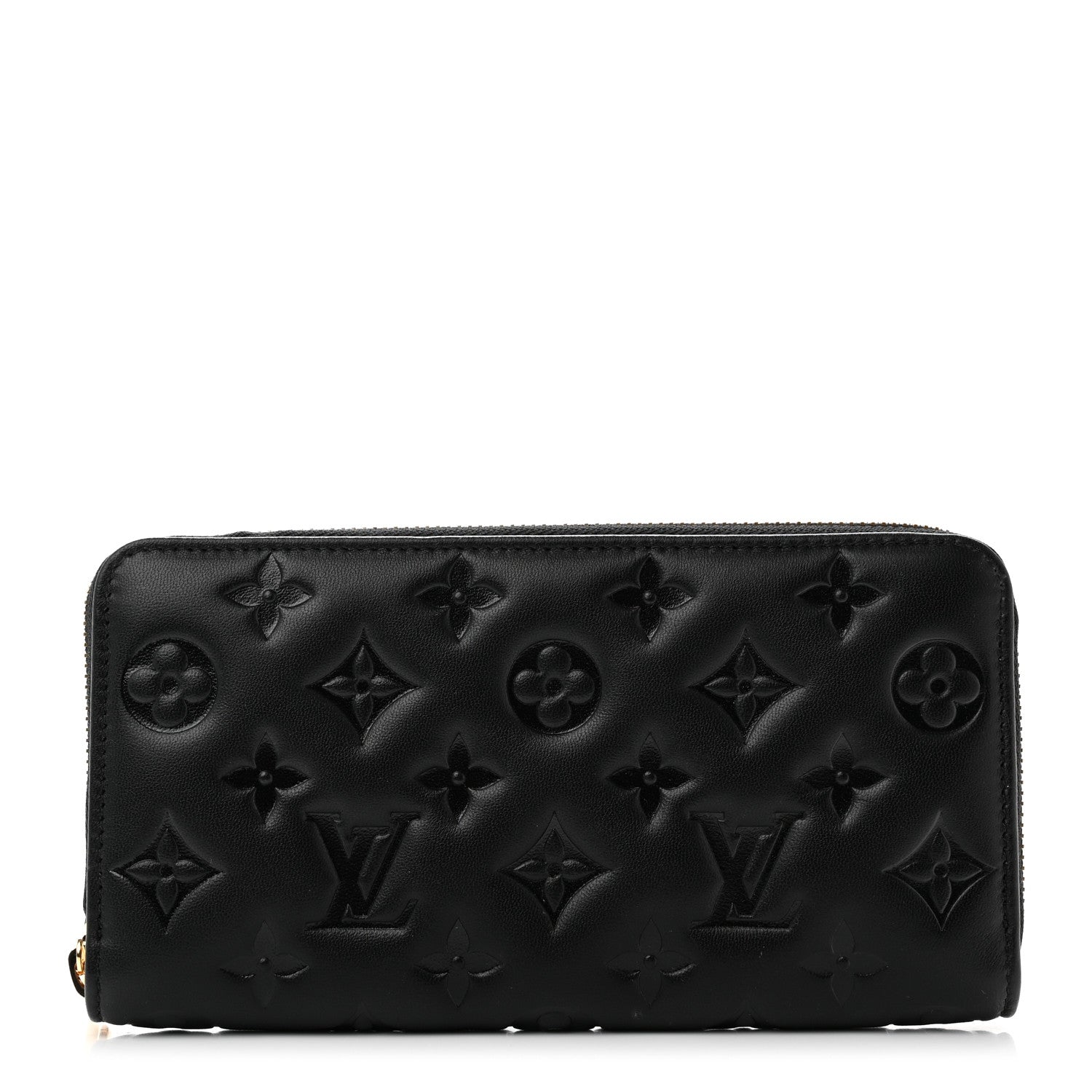 Louis Vuitton Lambskin Embossed Monogram Coussin Zippy Wallet Black 1 of 6