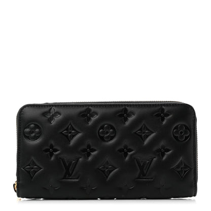 Louis Vuitton Lambskin Embossed Monogram Coussin Zippy Wallet Black 1 of 6