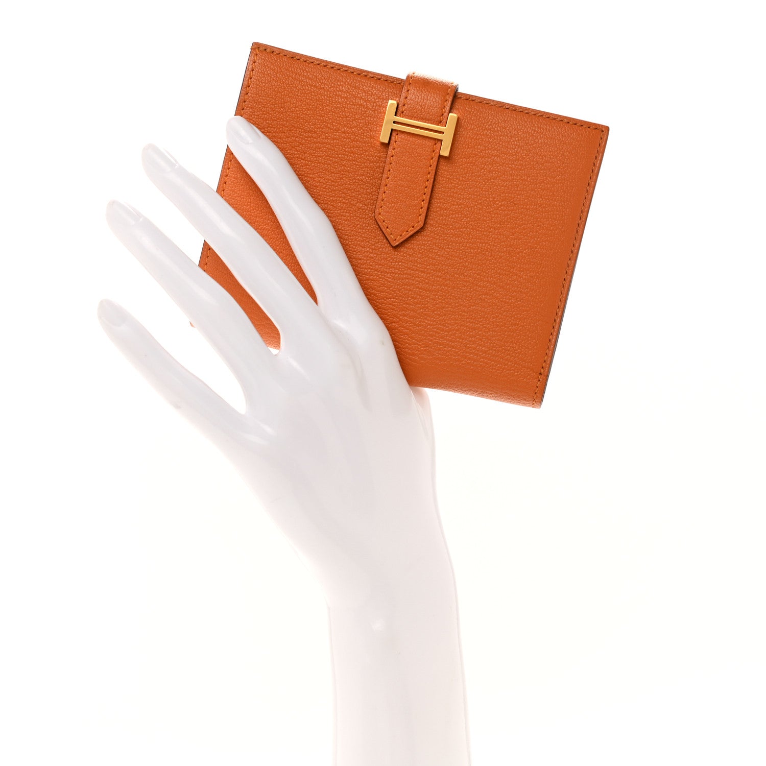 Hermes Chevre Mysore Bearn Compact Wallet Abricot 2 of 7