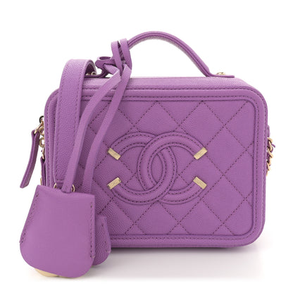 Chanel Caviar Quilted Small CC Filigree Vanity Case Purple 1 of 10