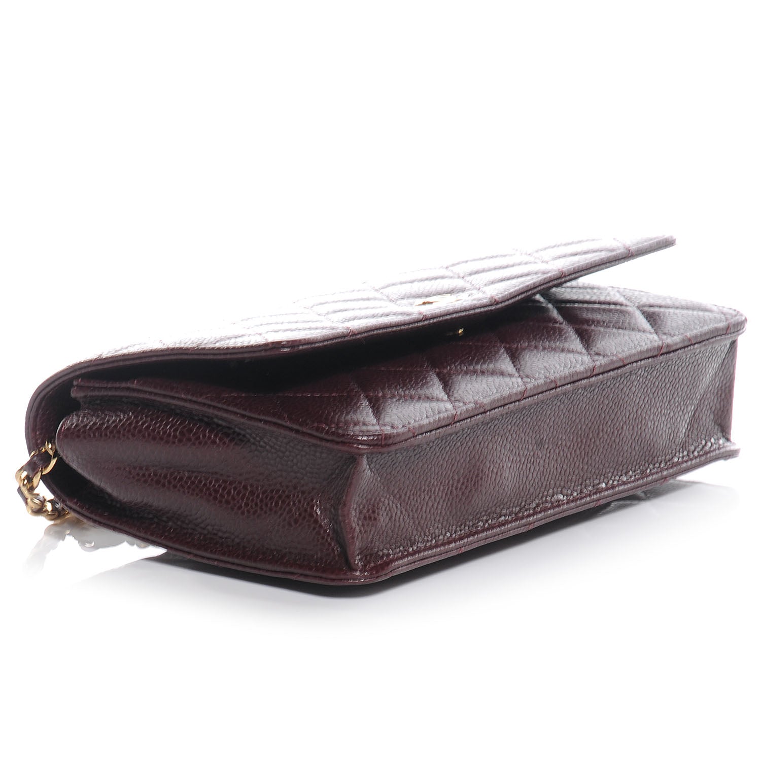 Chanel Caviar Wallet On Chain Dark Red 4 of 7