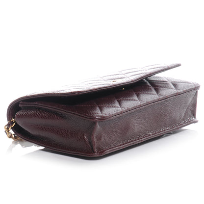 Chanel Caviar Wallet On Chain Dark Red 4 of 7