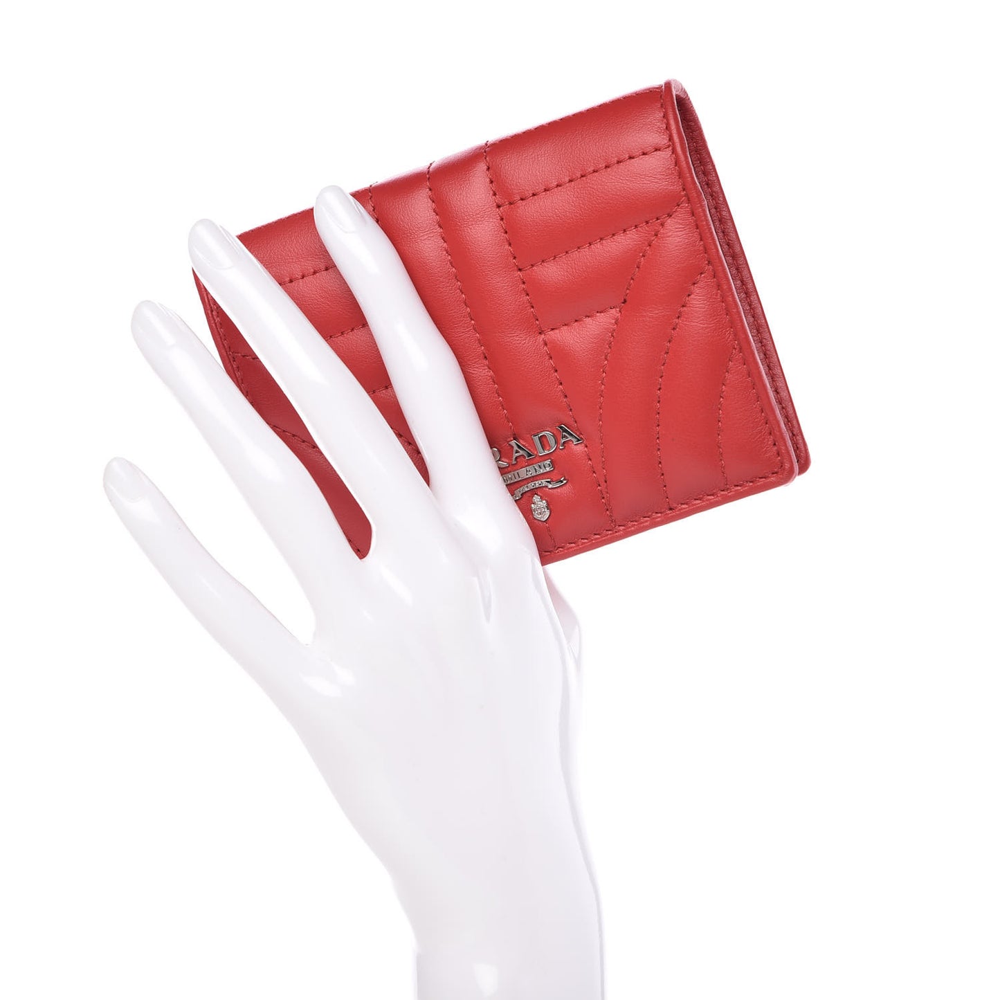 Soft Calfskin Impunture Diagramme Wallet Red