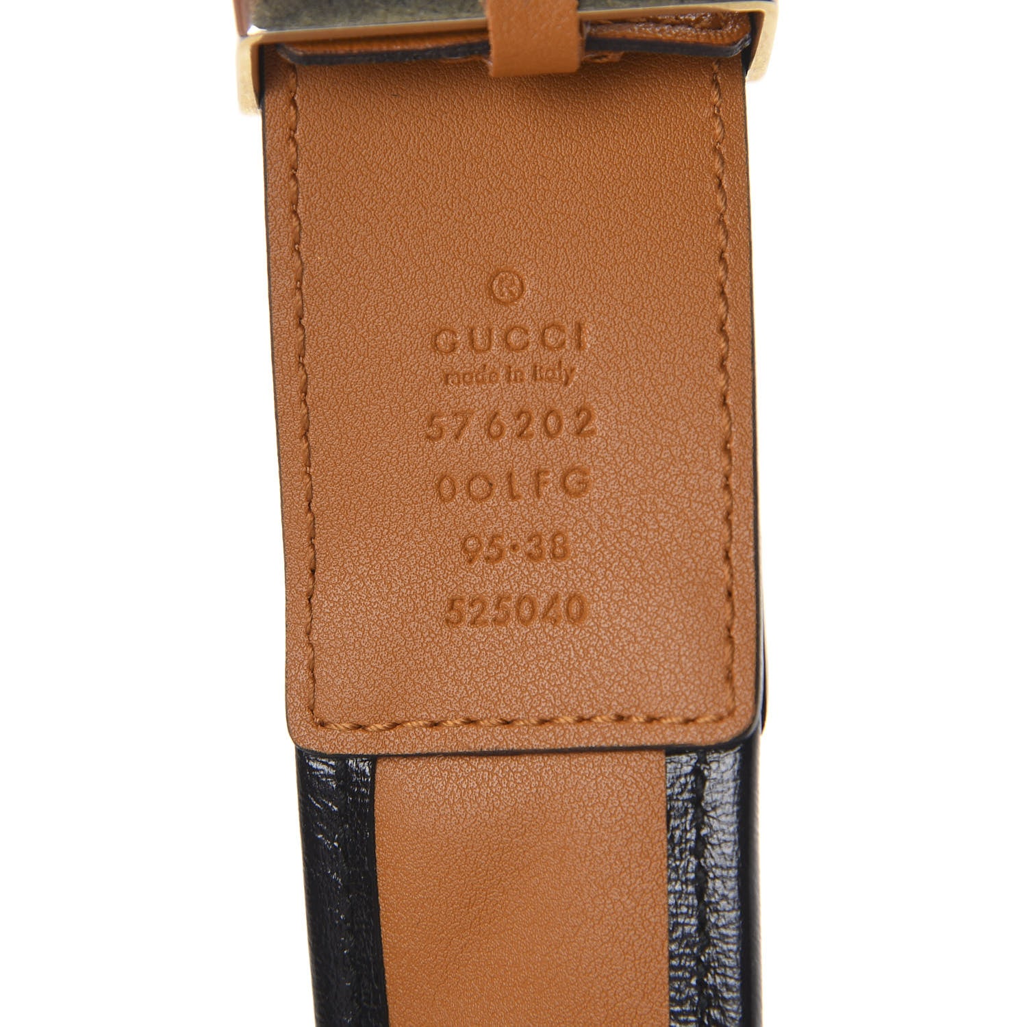Gucci Azalea Calfskin Matelasse Diagonal Torchon Double G 40mm Belt 95 38 Cognac Black 5 of 5