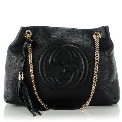 Gucci Pebbled Calfskin Medium Soho Chain Shoulder Bag Black 1 of 7