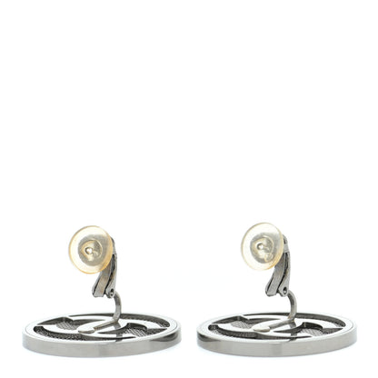 Chanel Metal Mesh Circle CC Clip On Earrings Silver 3 of 5