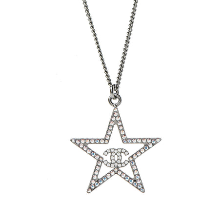 Chanel Ruthenium Crystal Star CC Necklace Iridescent Pink 4 of 5