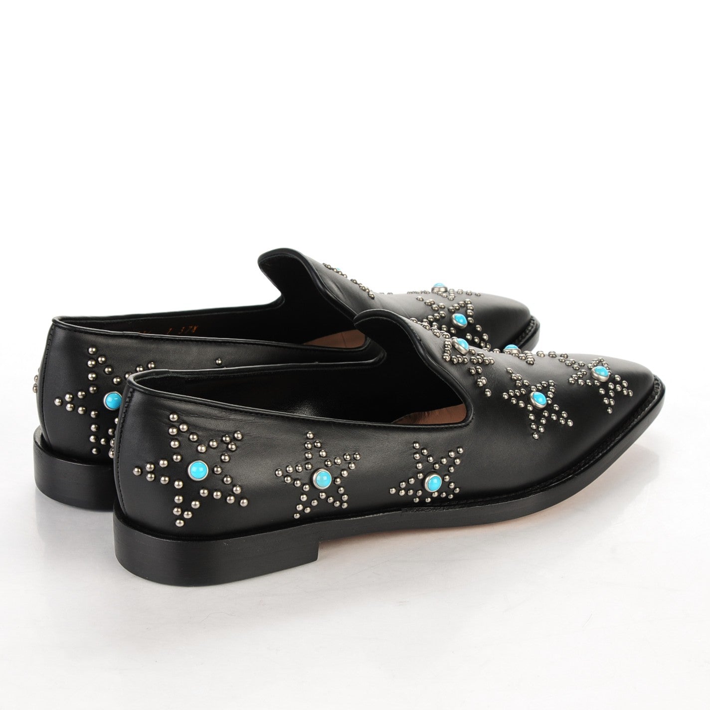 Nappa Star Studded Cabochon Loafers 37.5 Black