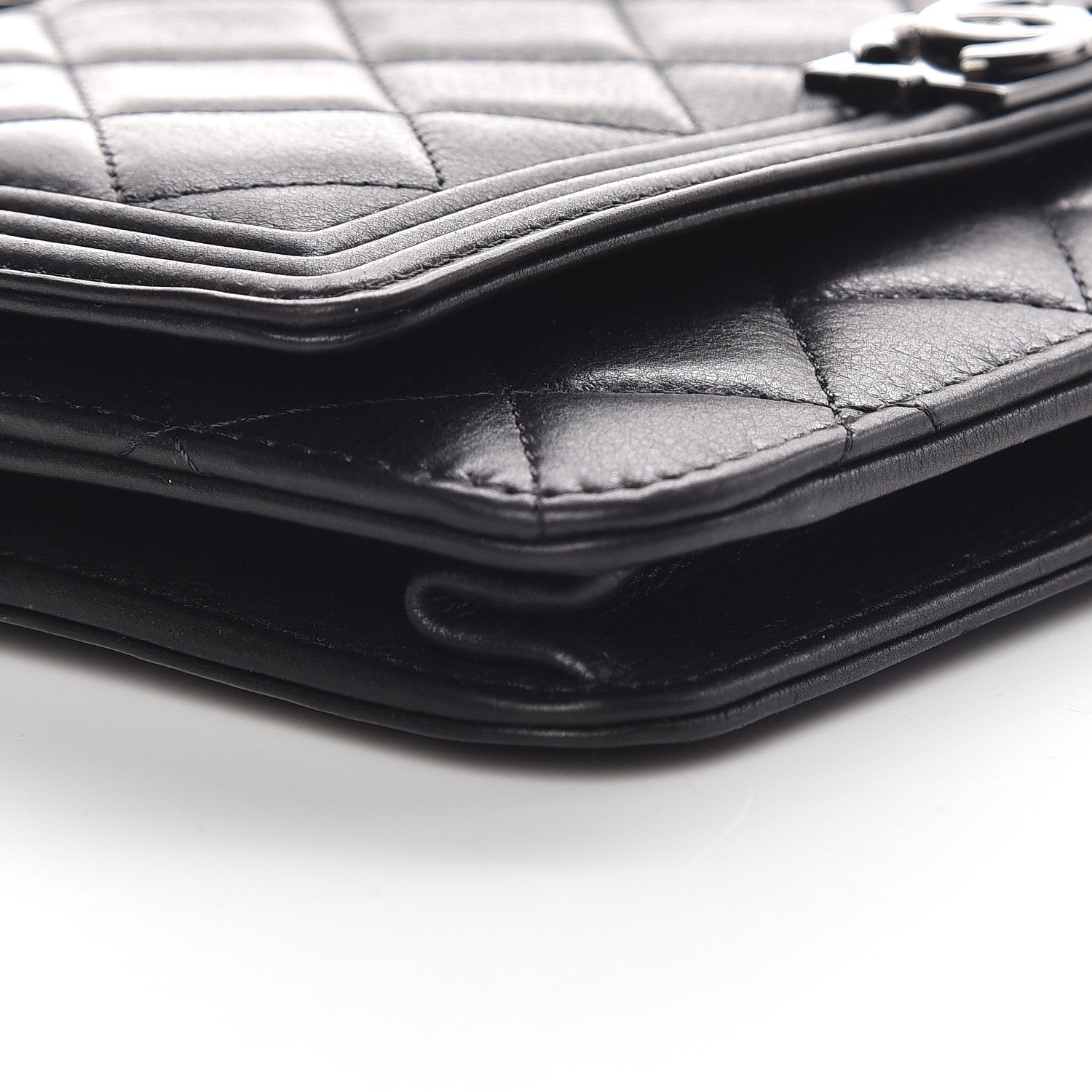Chanel Calfskin Quilted Boy Wallet On Chain WOC So Black 5 of 11